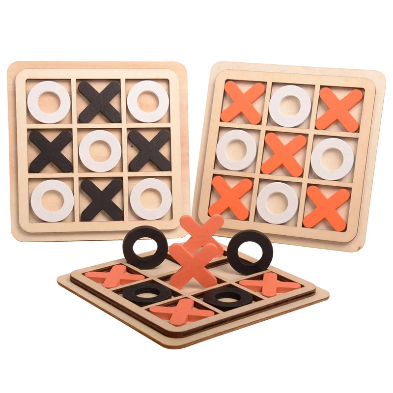 Kids Educational Interactive XO Chess Tic Tac Toe Wooden Board Games Puzzle Manufacturing