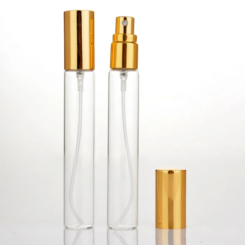 2023 15ml Cosmetics Perfume Glass Bottle Refillable Empty with Gold Cap and Pump Sprayer Eco-Friendly Recycling Feature