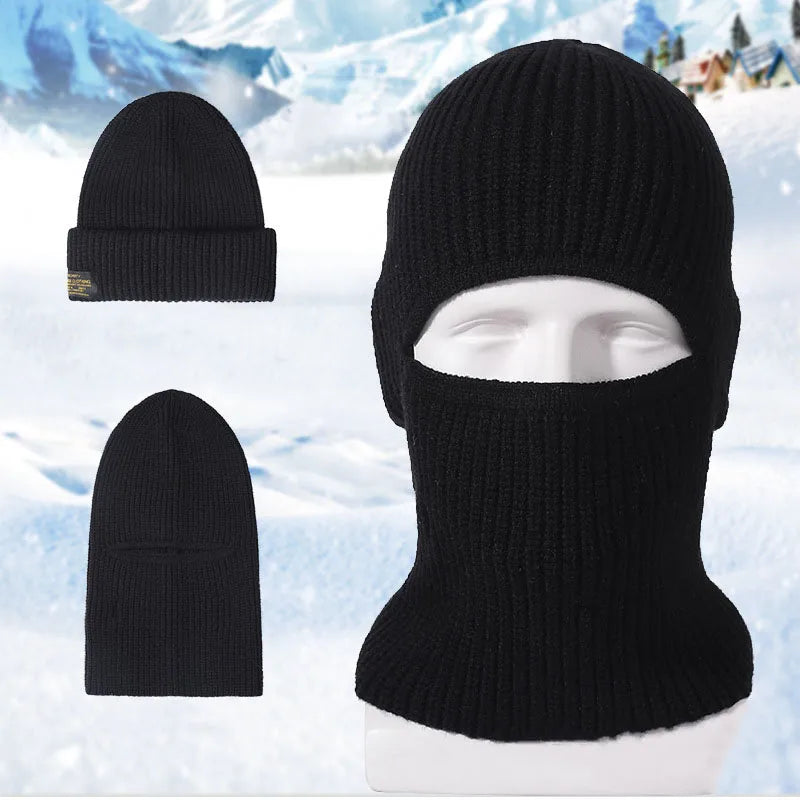 MIO Balaclava Dual Purpose Windproof 1 Hole Knitted Winter Hat Beanie Neck Covered Outdoor Warm Activities