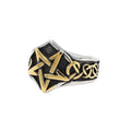 Hip Hop Personalized Band Jewelry Rings Vintage Men Black Star Signet Rings