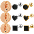 16G EarTragus Cartilage Helix Piercing Body Jewelry 361L Surgical Steel Gold Plating Heart Stud Earrings Pearl 361L Pearl