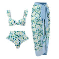 2023 New Design Swimwear Beachwear Ruffled High Waist Bikini Set With Cover up Swim Suits Women Bikini Set Bikinis & Beachwear