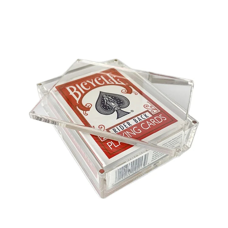 Transparent 3mm Thick Acrylic Texas Hold 'em Scrap Card Storage Box Modern Style Baccarat Poker Protect Box