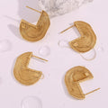Dreamshow Romantic French Style Engraved Stud Earrings for Women 18k Gold Plated Stainless Steel Earrings Jewelry Women