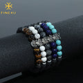 Bracelet Pierr Naturel Tiger Eye Flash Stone Lapis Lazuli White Turquoise Owl Charm Custom Bead Bracelets for Men