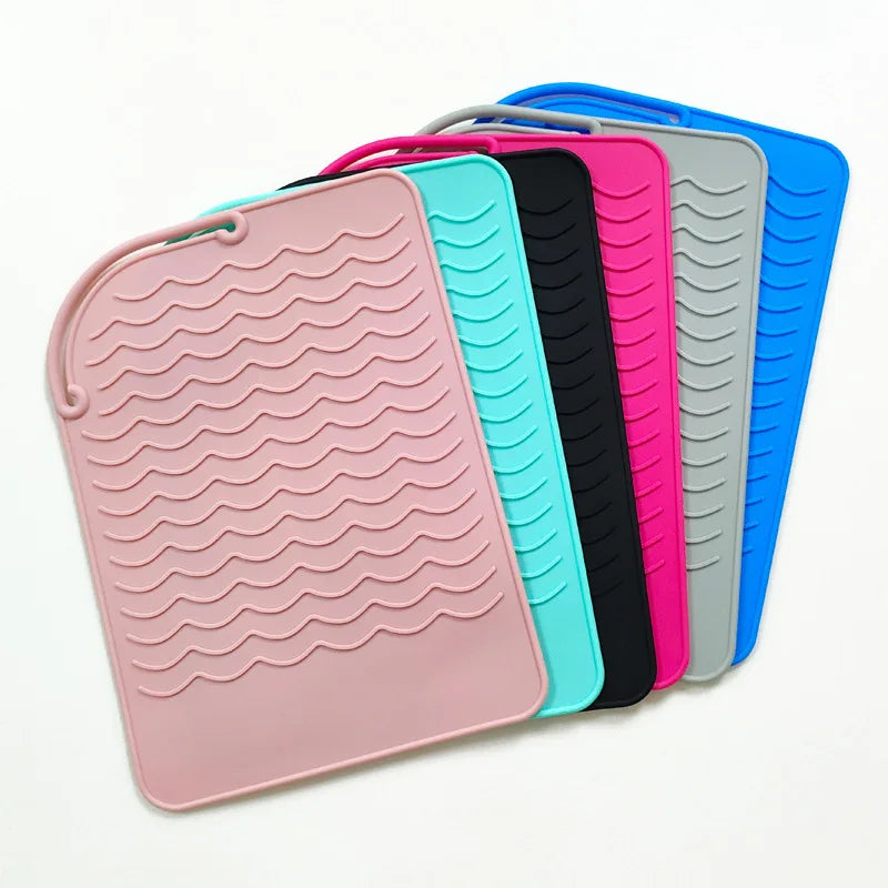 Custom Logo Heat Resistant Silicone Mat Pouch for Hair Curlers Straighteners for Flat Iron Curling Iron Hot Hair Tools
