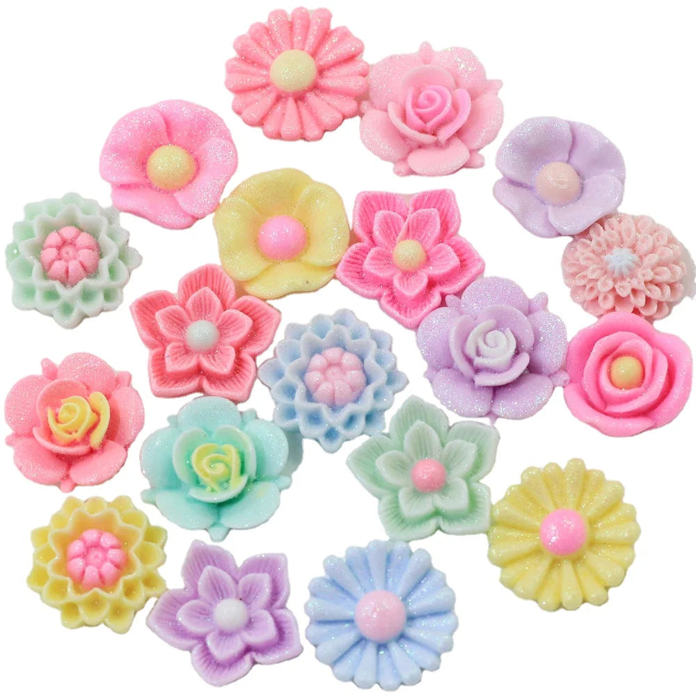 19mm Assorted Flowers Miniatures Jewelry Making Kawaii Resin Daisy Cabochon Headwear DIY Ornament Craft