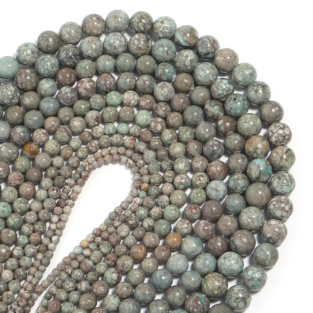 Natural Stone Blue Wheat and Rice Stone Handmade Semi-finished Loose Round Beads DIY Handmade Jewelry Bracelet Necklace Making