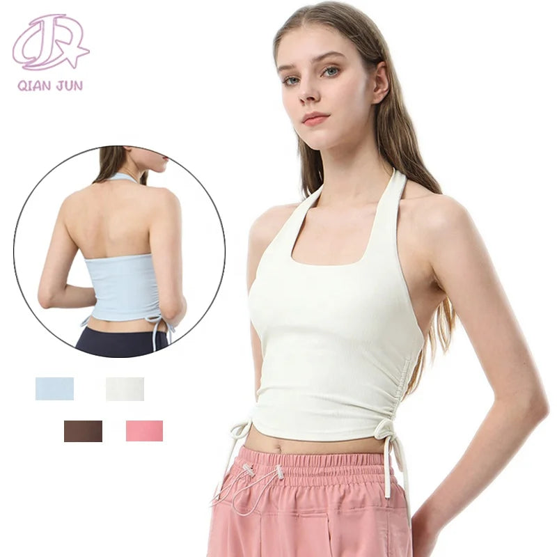 2025 New Fashion Brand Women's Backless Yoga Bra Breathable Quick Dry Fitness Running Sports Vest With Chest Pad for Adults
