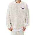 F230682 Wholesale Custom Logo Men Oversized Waffle Knit Sweatshirt Heavyweight Pullover Streetwear Crew Neck Long Sleeve Top