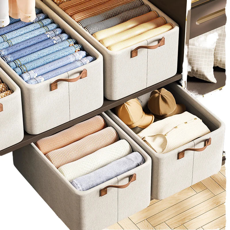 Foldable Fabric Storage Box Rectangle Wardrobe Clothes Organizer Space-Saving Capacity Jeans Drawer Cube Bin Storage Bin for