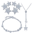 Trendy Christmas Star Ear Climber Bracelets Y Necklace Jewelry Sets for Wedding Engagement Anniversary Zircon Main Perfect Gift