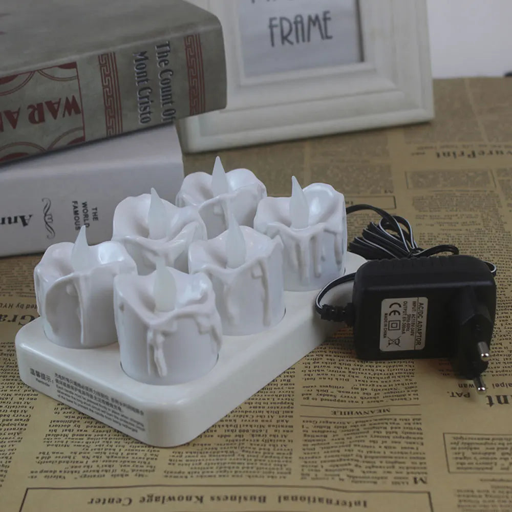 Flameless Candles 4 6 12 Pack Flickering LED Tea Light Tear Candle Rechargeable Tea Lights