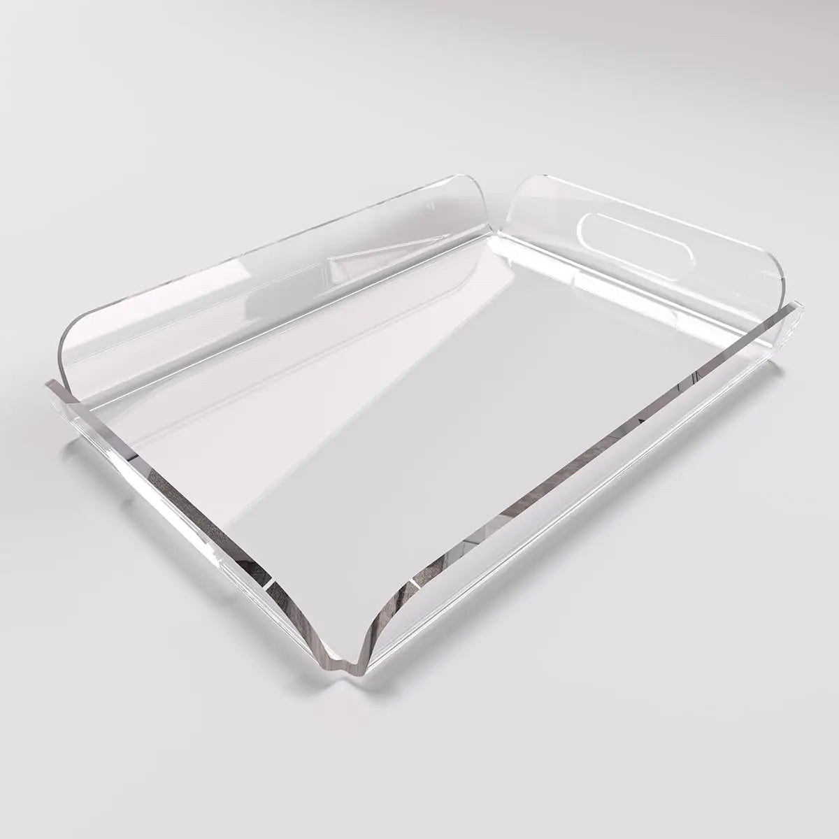 Durable 15x10.2 Inch Clear Acrylic Serving Tray Heat Bent Design Kitchen Organizer for Food Coffee Table Vanity-Sustainable