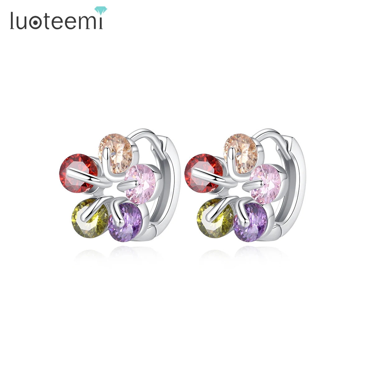 LUOTEEMI Korean Earring Fashion Clip New Elegant Trendy Hot Sale Small Tiny Flower Lady Earing for Girl