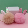 Wholesale Promotion Kawaii Cute Rabbit Plush Keychain Round Animal Hairball Faux Fur Puff Ball Heart Bulk Pom Pom Key Chains