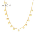 Ason Fashion Jewelry 18K Gold Plated Stainless Steel Pendant Dainty Minimalist Style Flowers Charm Chain Necklace for Women Gift