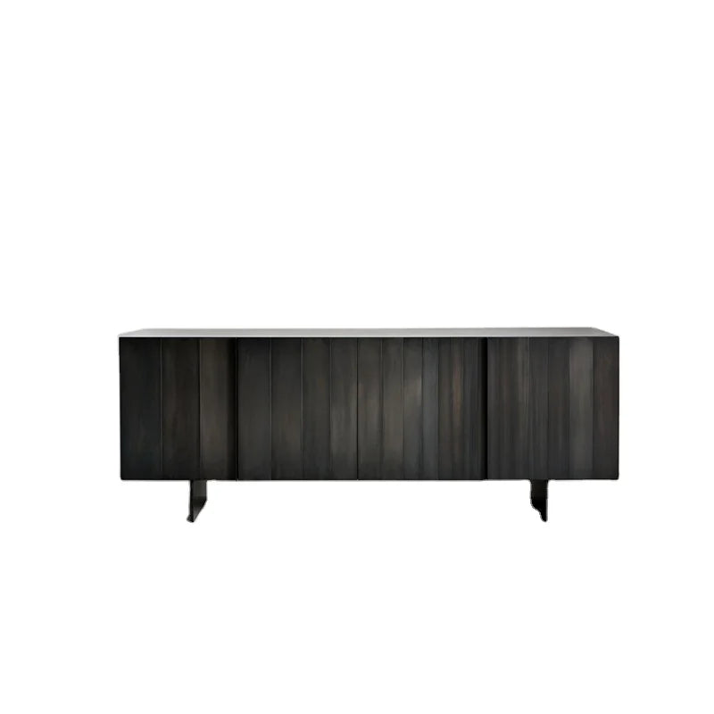 Black Solid Wood TV Cabinet Sideboard