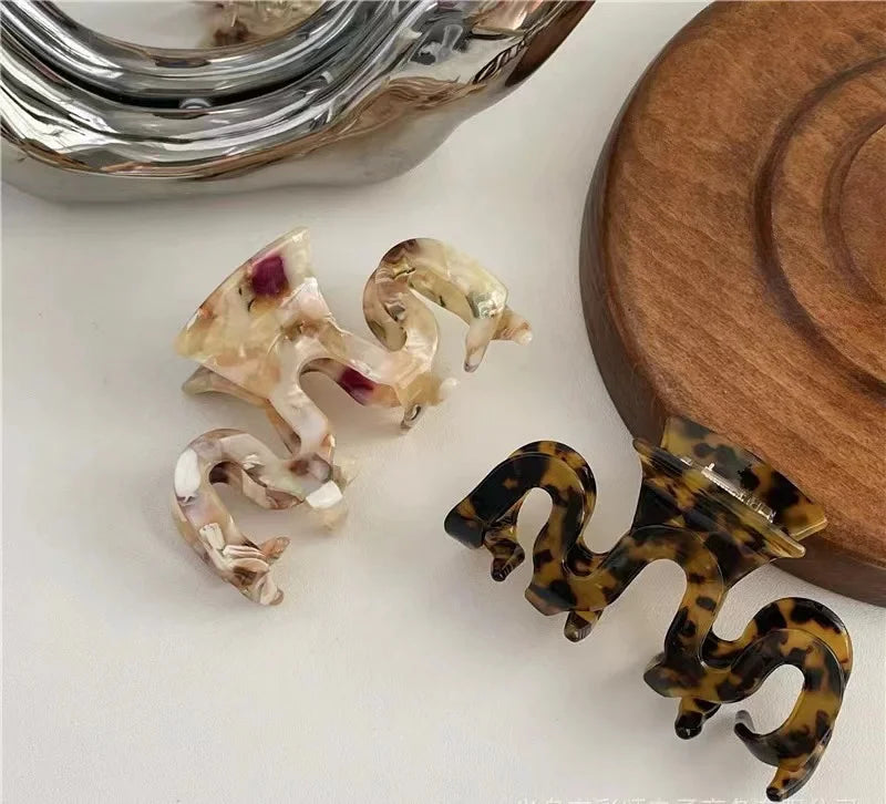 New Design M Shape Women Leopard Marbling Print Large  Hair Clips Girls Simple Fashion Hair Claw Clip for Women Hair Accessories