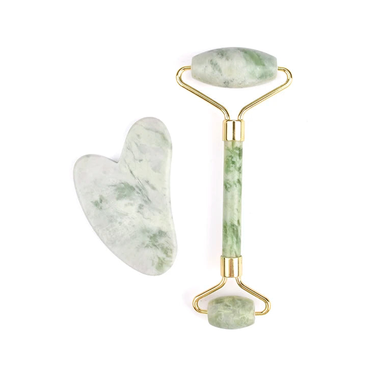 Anti Aging Custom logo Facial Tool Massage Set Xiuyan Milky Jade Roller and Gua Sha Set for Face