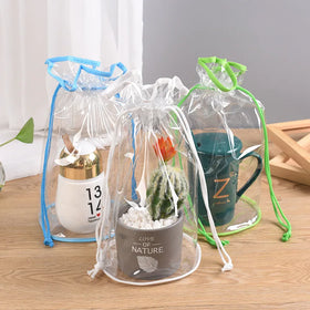 Portablebig Size Large Capacity clear Toiletry Organizer Travel Pvc Cosmetic Drawstring Makeup Bag