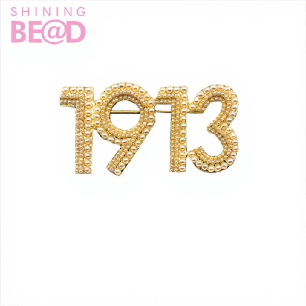 High Quality DIVA Pearl Pin Sorority Brooch Brooches 1913 1922 1943 Soror Letter Greek Label Pin Jewelry MegaBDM