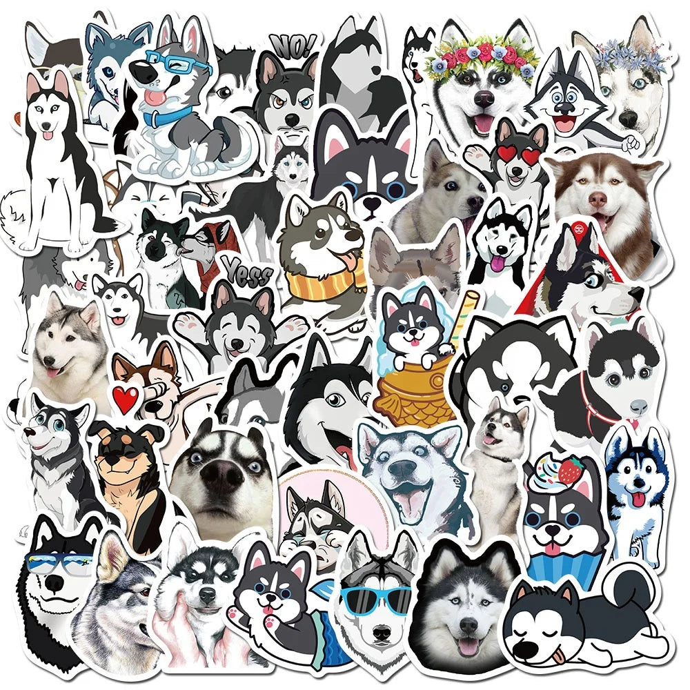 50Pcs Husky Cute Dog Pet Decor Sticker Diy Animal Stickers Label