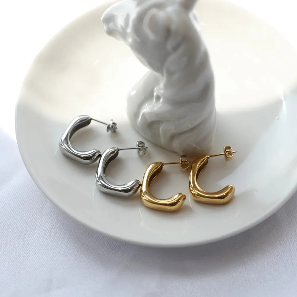 JOOLIM Jewelry Wholesale Stainless Steel Simple Hollow Hoop Earring MegaBDM