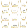 Wholesale 12 Constellations Astrology Horoscope Star Jewelry 18K Gold Plated Stainless Steel Chain Zodiac Sign Pendant Necklace