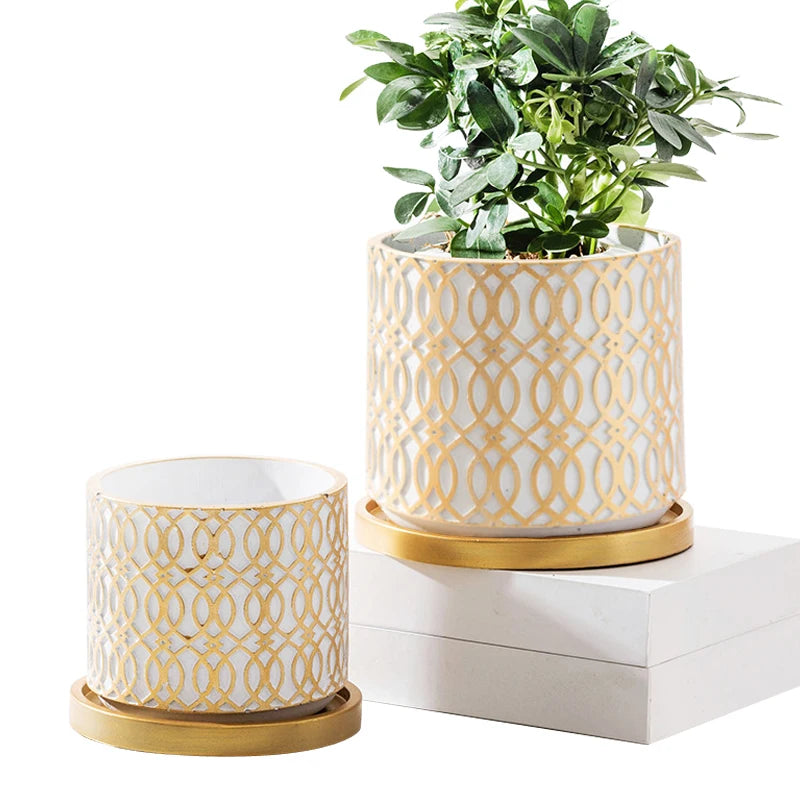 Newest Hot Selling Creative Nordic Modern Cement Flower Vase Table Succulent  Pot with Tray