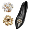 Hot Detachable Metal Shoe Buckles with Pearl Rhinestone round Pumps Shoe Accessories Novelty Gifts