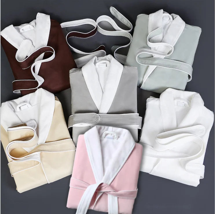 High Quality Custom Logo Men Women 5 Stars Hotel Bath Robe Luxury Polyester Bathrobe for Wholesale