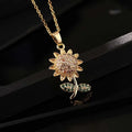 Wholesale Collar Zircon Brass Link Chain Necklace Sunflower Pendant Necklace for Women Jewelry