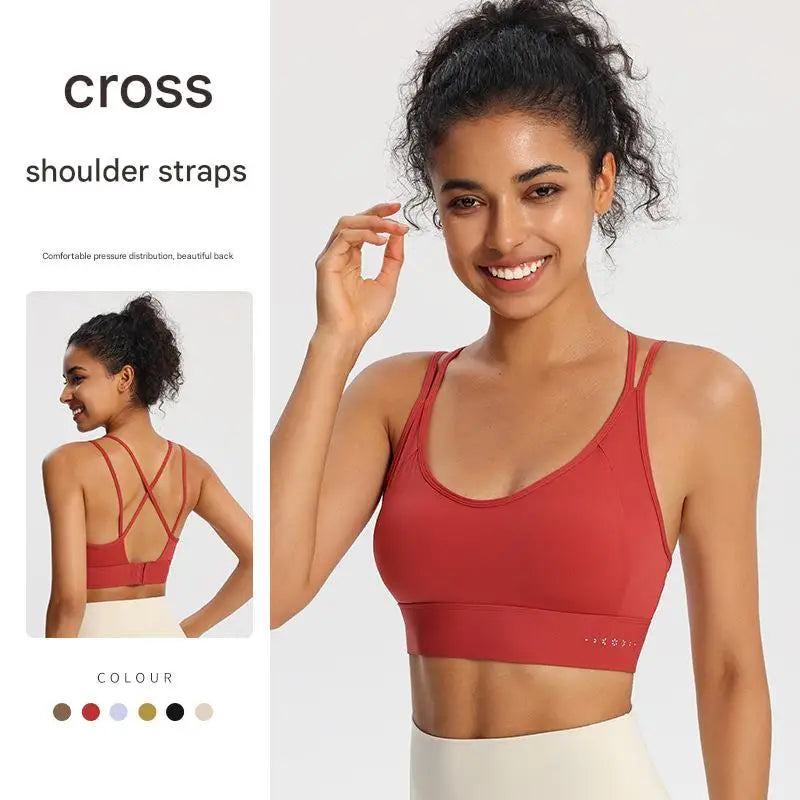 Custom Ladies Fitness Tank Top Sexy Bra Panty Breathable Yoga Top Shockproof Strap New Design Four-Way Stretch Sports Printed