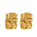 N&S Contemporary Fashion 18K Gold Stainless Steel Square Wrinkle Textured Stud Earrings Trendy Hoop Design for Gifts