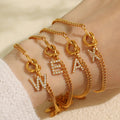 YF6347 Fashion Stainless Steel Line Design Waterproof Jewelry 18k Gold Plated 26 Letter Pendant Women Bracelet