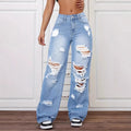 Hot Selling Latest Design Mid Waist Women Straight Denim Jean Pants Hollow Out Loose Style Women Casual Jeans