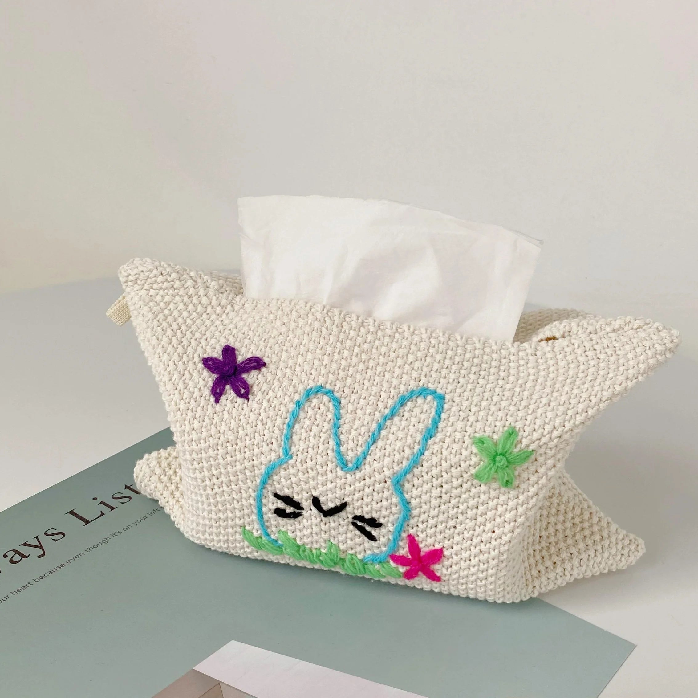 Handmade Knitted Green Polyester Tissue Box Covers Decorative Animal Design American Style Fashion Tissue Holder Bags for