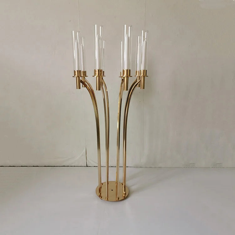 8-arm Gold Metal Candlestick for Wedding Centerpiece Decoration