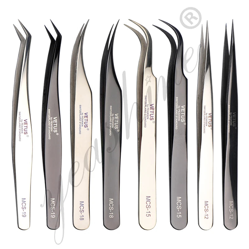 Eyebrow Eyelash Extension Case Applicator Private Label Vetus Strip Blooming Curved Volume Lash Tweezer