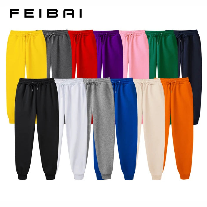FEIBAI Factory's Custom Embroidery Printing Logo Mid Waist Jogger Men's Sweatpants Casual ODM/OEM Wholesale Service