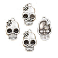 Charms Skeleton Skull with Flower 21x13mm Handmade Making FitVintage Tibetan Silver Color PendantsDIY for Bracelet Necklace
