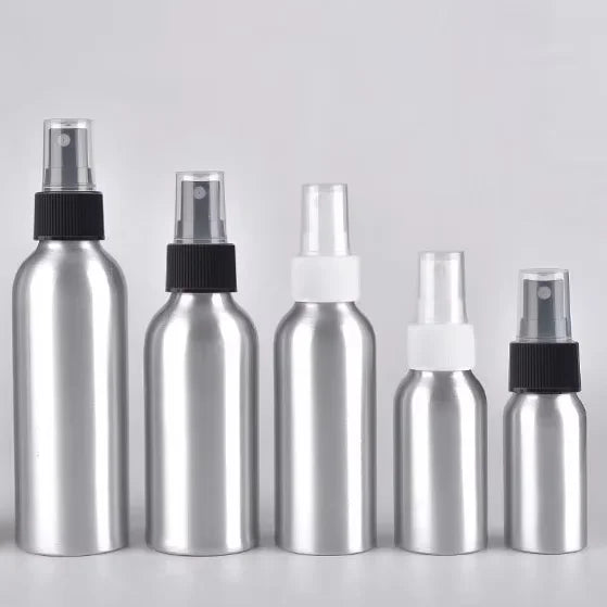 Factory Custom 120ml 4oz Luxury Silver Aluminum Mister Spray Bottle for Face Oil & Perfume/Cosmetic Bottles Packaging