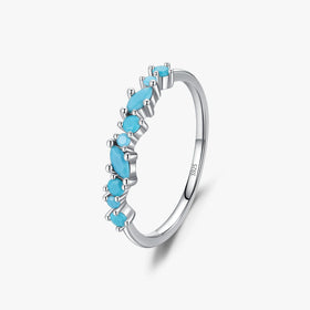 Trendy 925 Sterling Silver Daily Accessories Fine Jewely Elegant Turquoise Trendy Female Rings for Women