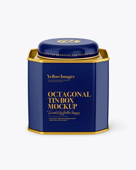 Customized Large Blue Antique Metal Container Octagonal Tea sealed Canister Packaging Food Grade Tin Cans with Lid for Tea