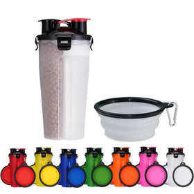 2024 Plastic Pet Travel Water Bottle Dog Portable Water Bottle With Pets Silicone Foldable Bowl