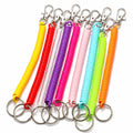 Spiral Retractable Spring Coil Carabiner Keychain Theftproof Anti-lost Stretch Cord PVC Plastic Lobster Silk Screen Cartoon