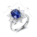 New Creative S925 Silver Lab Grown Sapphire Gemstone Ring Fashion Design Sunflower Flower Shape Fine Jewelry Ring