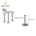 F136 Titanium Labret Ring Lip Piercing Flat Cross Top Internally Threaded Helix Earrings Ear Cartilage Tragus Lip Ring Jewelry