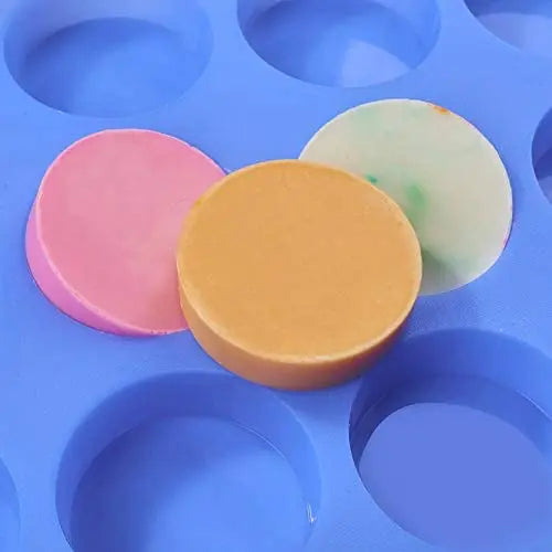 Hot Sale Easy Release  3 Inch 12 Bar  Round Silicone Soap Mold 4oz Thick Individual Loofah Soap Molds